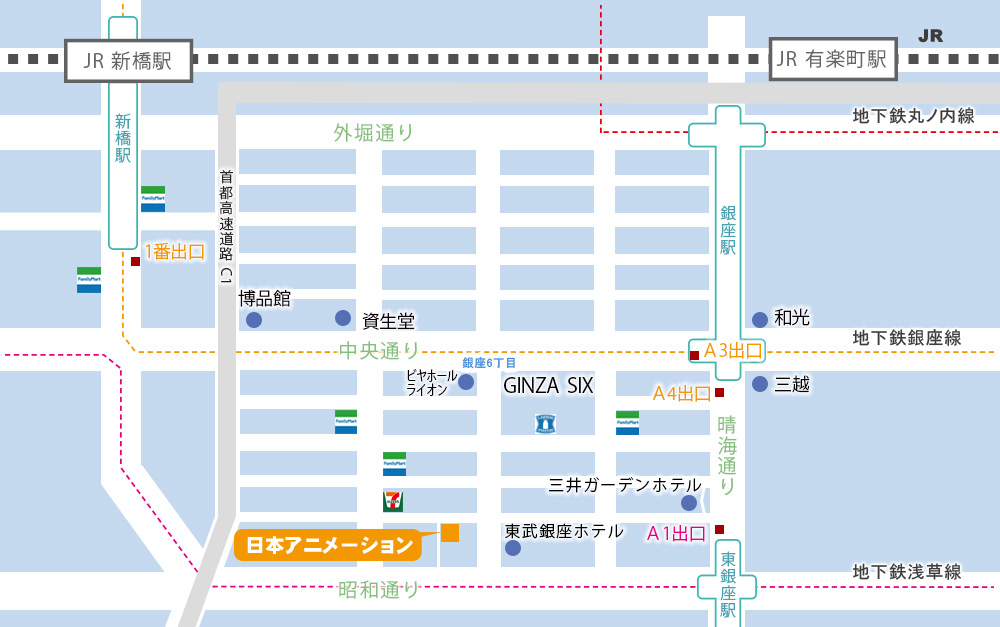 日本アニメ企画株式会社・ライセンス事業部／メディア部／国際部の地図